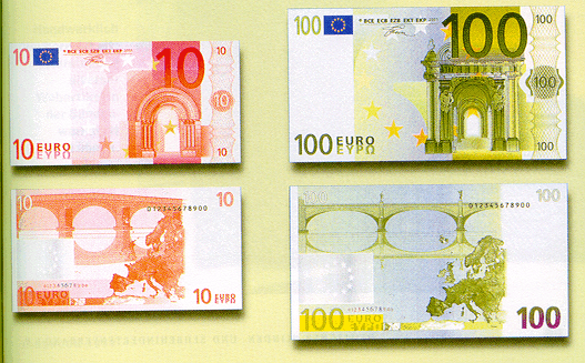 10 and 100 Euro